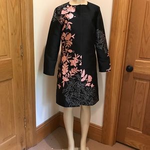 Iren Klairie 40 8 black coat dress pink floral NEW